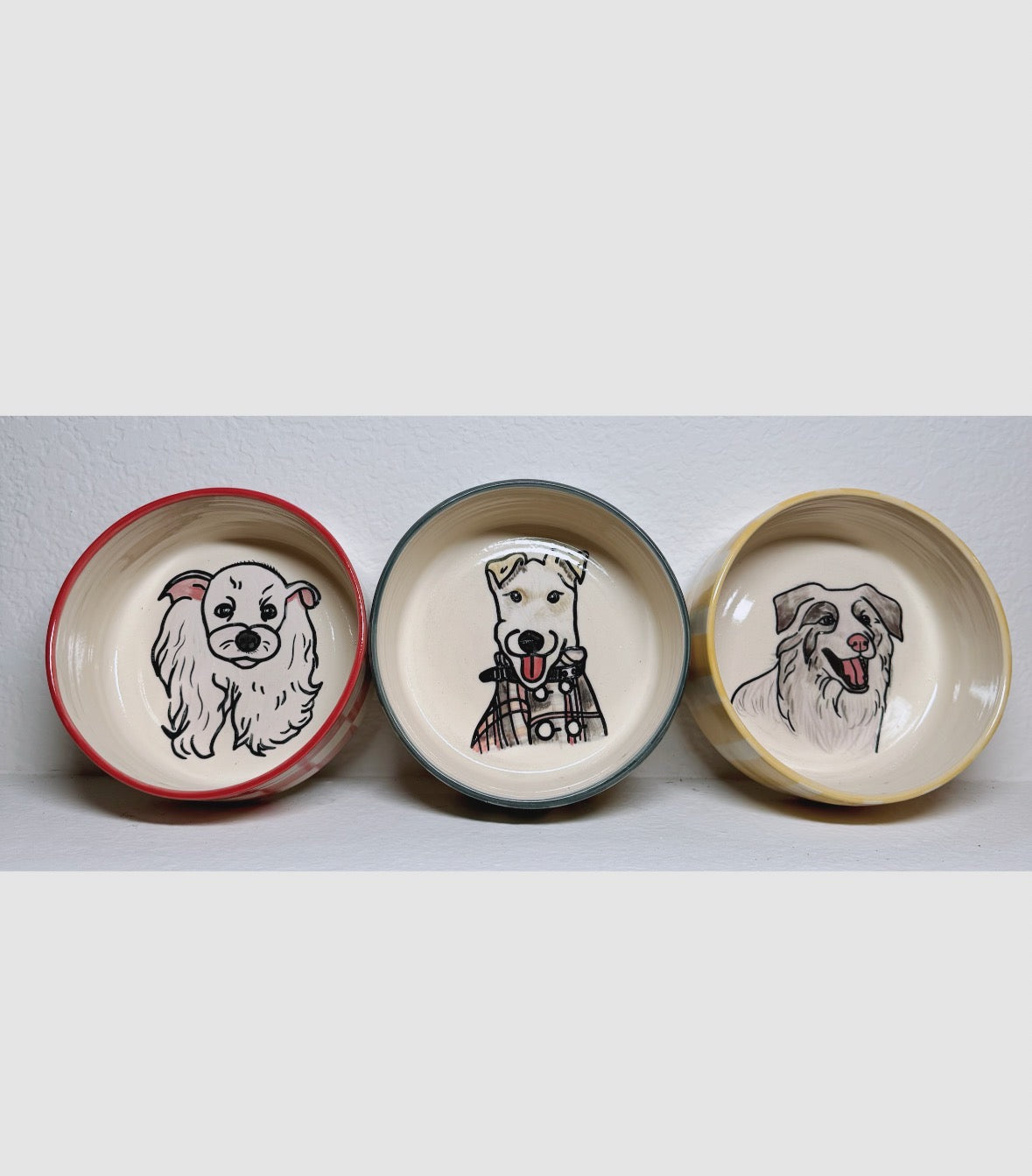 Custom Pet Portrait from photo Handmade Ceramic Bowl Gift for Dog/Cat