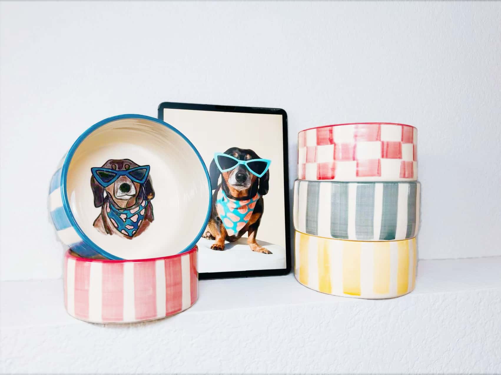 Custom Pet Portrait from photo Handmade Ceramic Bowl Gift for Dog/Cat