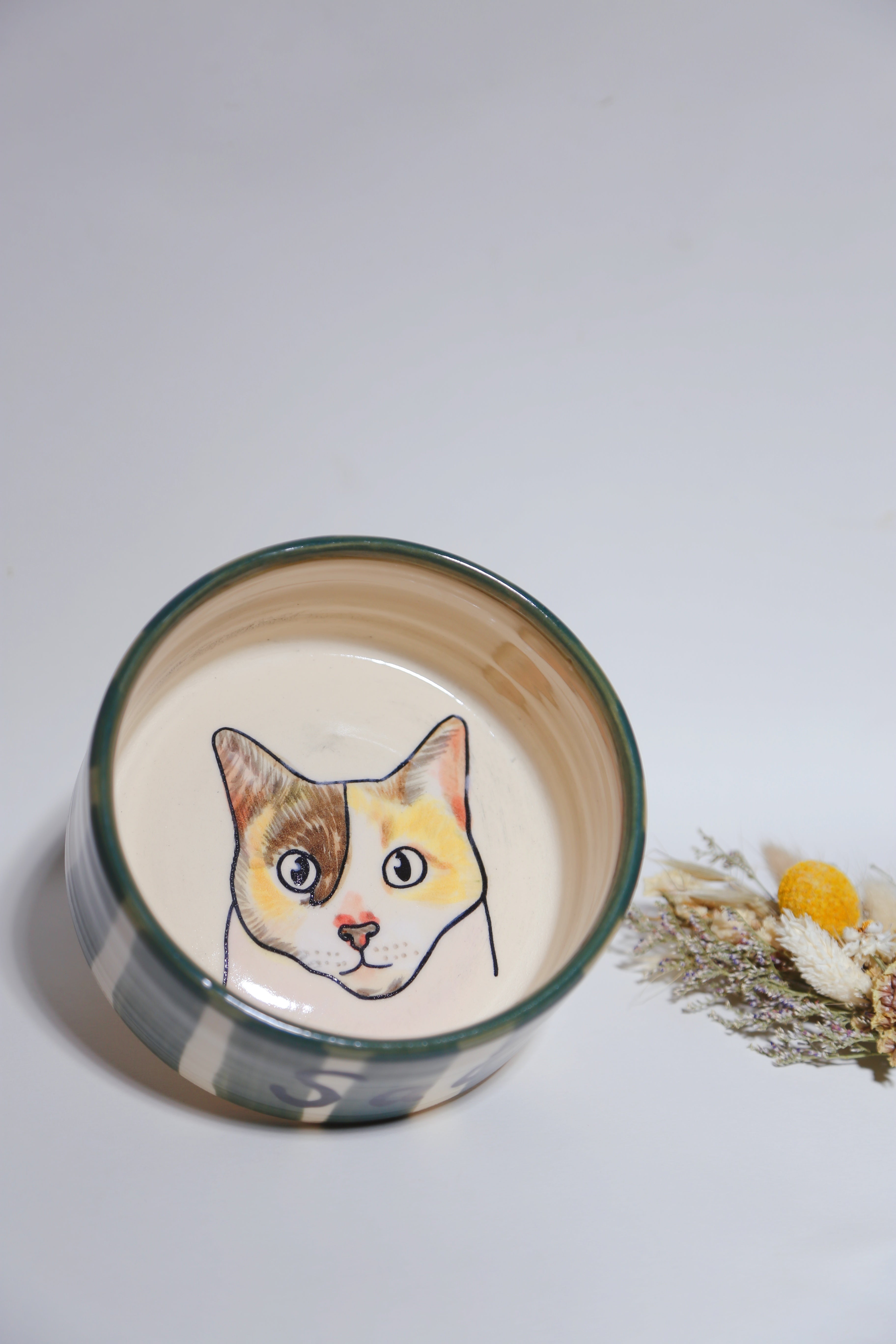 Custom Pet Portrait from photo Handmade Ceramic Bowl Gift for Dog/Cat