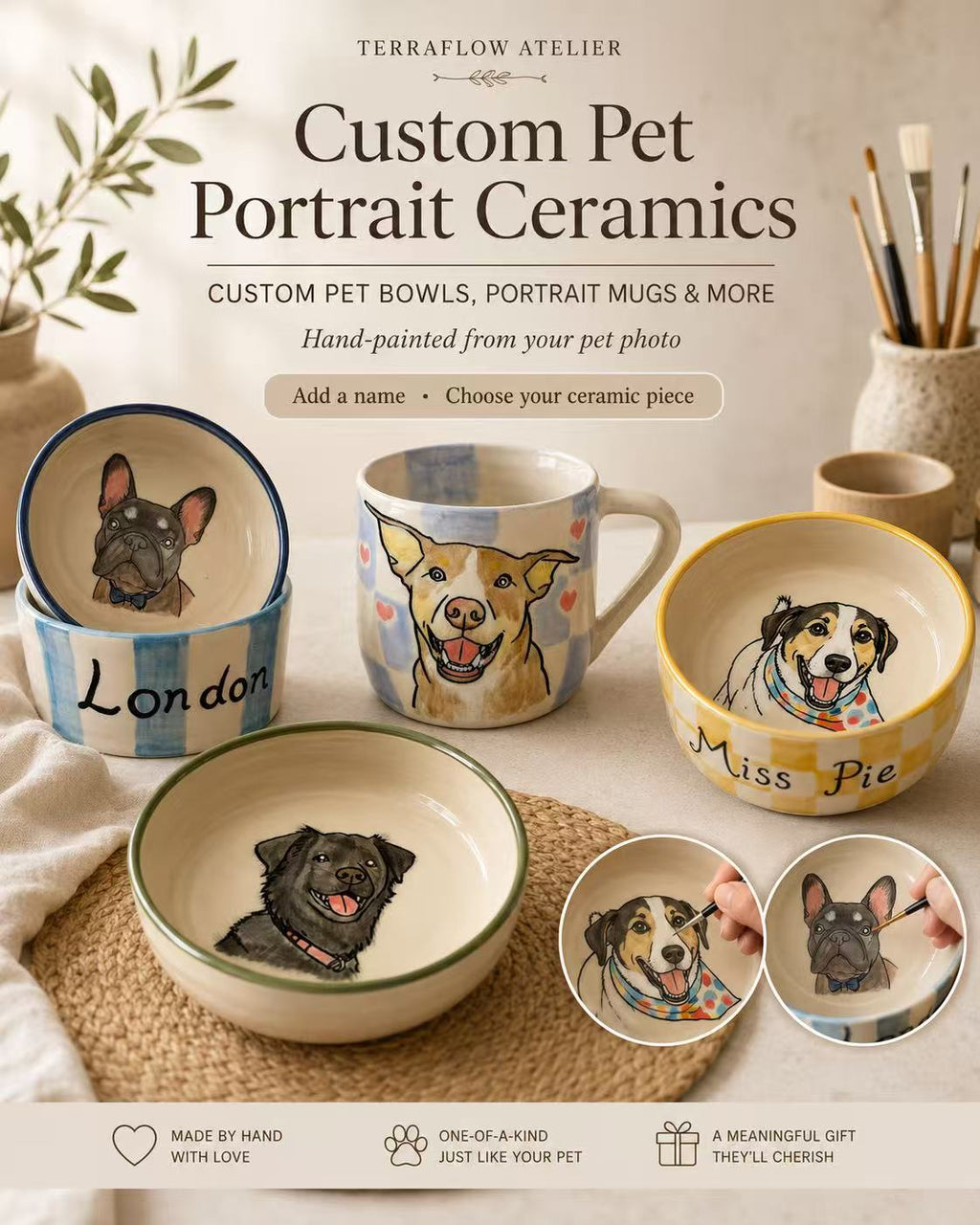 Custom Pet Portrait on ceramic